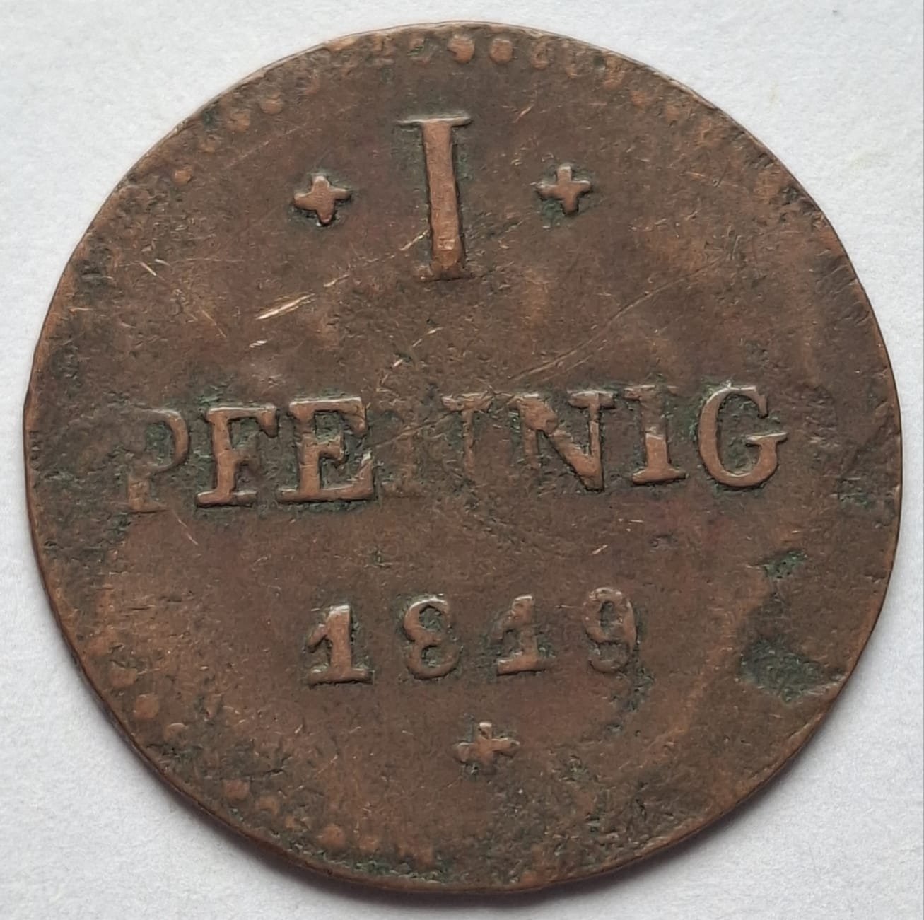 Великое герцогство Гессен, 1 пфенниг, 1819 года #200