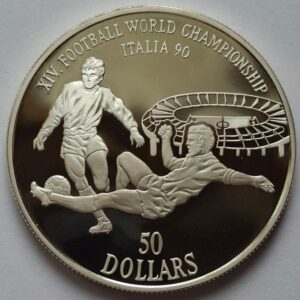 Острова Кука 50 долларов, 1990года «Чемпионат мира по футболу 1990» СЕРЕБРО!