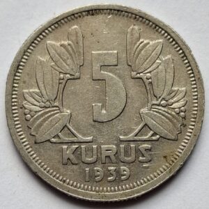 Турция 5 курушей 1939года 203