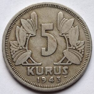 Турция 5 курушей 1943года 203