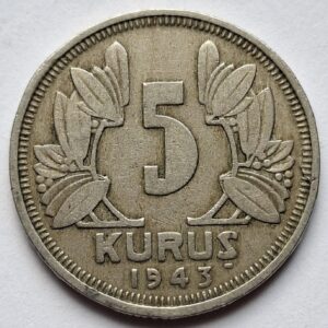 Турция 5 курушей 1943года 203