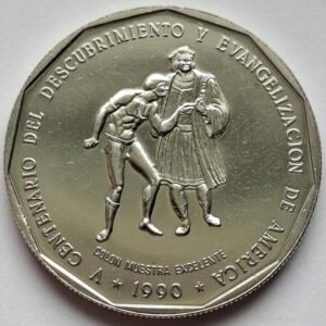 Доминикана 1 песо 1990года. 500 лет открытию и евангелизации Америки. Редкая!