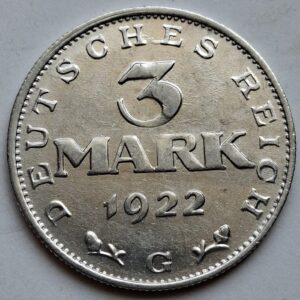 Германия 3 марки 1922года Веймарская конституция 207