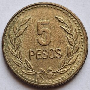 Колумбия 5 песо 1989года №200