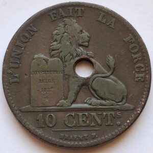 Бельгия 10 сантимов, 1847года Редкая!