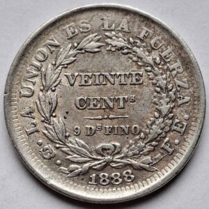 Боливия 20 сентаво, 1888года Серебро! Не частая! 173