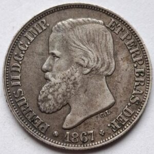 Бразилия 200 реалов, 1867года Серебро! 173