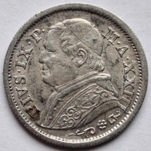 Папская область 10 сольдо, 1868года Серебро! Не частая! 173