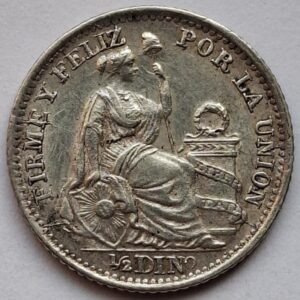 Перу 1/2 динеро 1905года СЕРЕБРО! 174