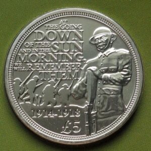 Гернси 5 фунтов 2014года "100 лет со дня начала Первой Мировой войны" РЕДКАЯ!