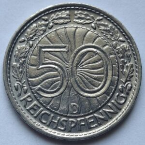 Германия 50 рейхспфеннигов 1928 года "D" 211