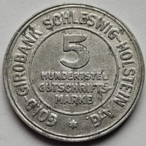 Германия (Шлезвиг-Гольштейн), 5 сотых гутшрифсмарки, 1923 год 214