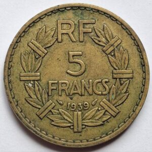 Франция 5 франков, 1939года, для Алжира, Редкая! 189
