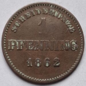 Бавария 1 пфенниг 1862года 215