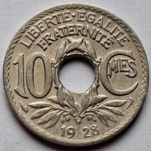Франция 10 сантимов 1928года 116