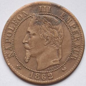 Франция 2 сантима 1862года 215