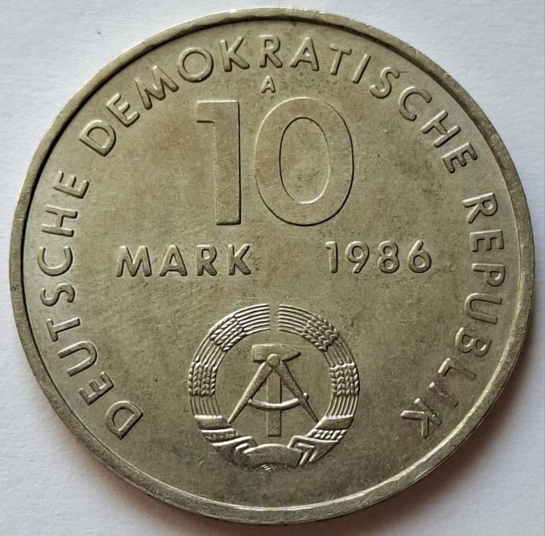 ГДР 10 марок 1986года. 100 лет со дня рождения Эрнста Тельмана.. 114 — изображение 2