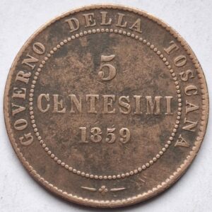 Тоскана 5 чентезимо 1859года. Временное правительство! 215