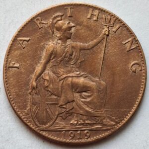 Великобритания 1 фартинг 1919года 215